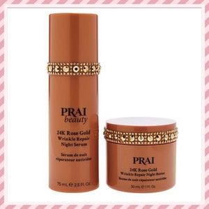 💫PRAI Beauty 24K Rose Gold Wrinkle Repair Night Serum and Night Butter 💫